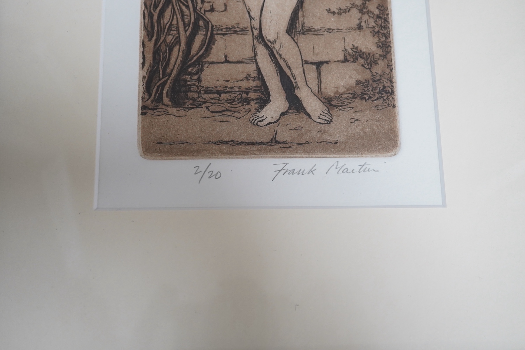 Frank Martin (1921-2005), three engravings and etchings, to include Two girls sitting on the floor, artist's proof and ‘Floor Show’, limited edition 1/10, each signed, largest 20 x 12cm. Condition - fair/good